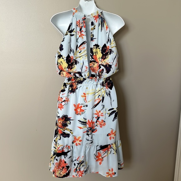 Dex Floral dress light blue and orange and black/navy - Picture 5 of 8